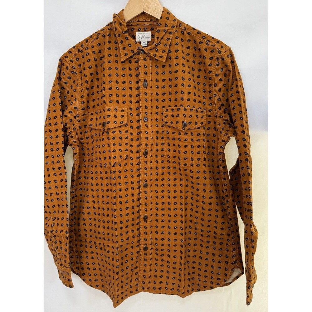 NWT Sewn for J.Crew Paisley  Corduroy Shirt M Men Brown Retro Hippie